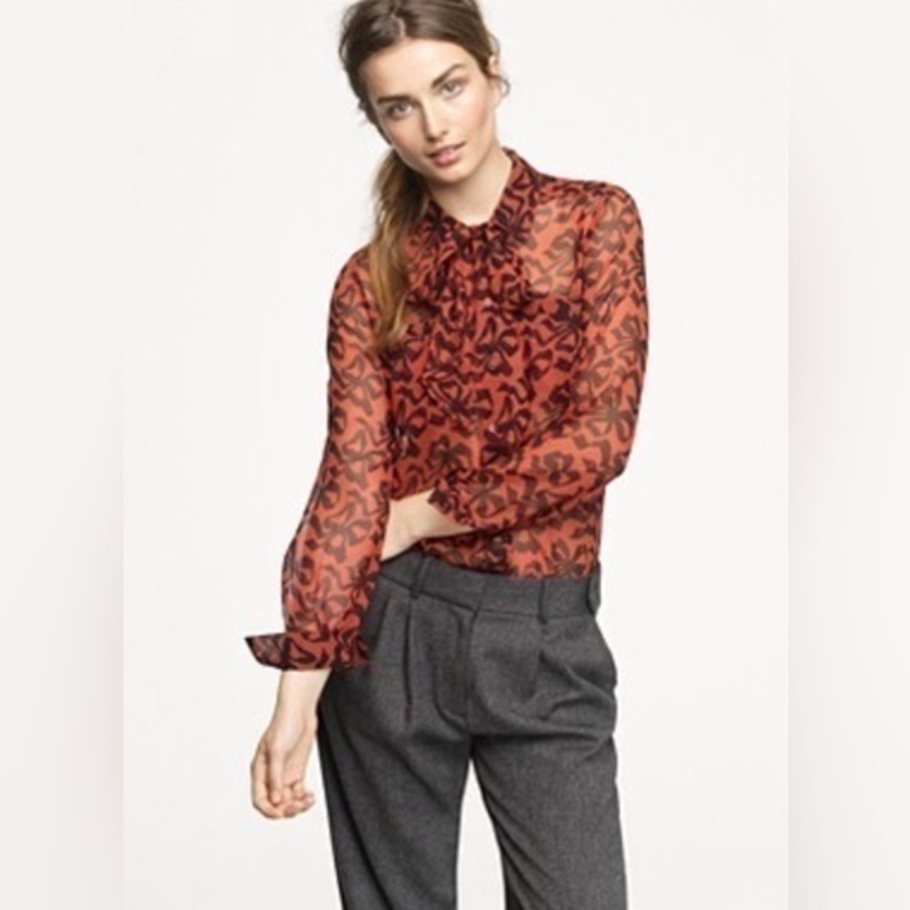 J. CREW COLLECTION Silk "Secretary Ribbon" Blousesz 2